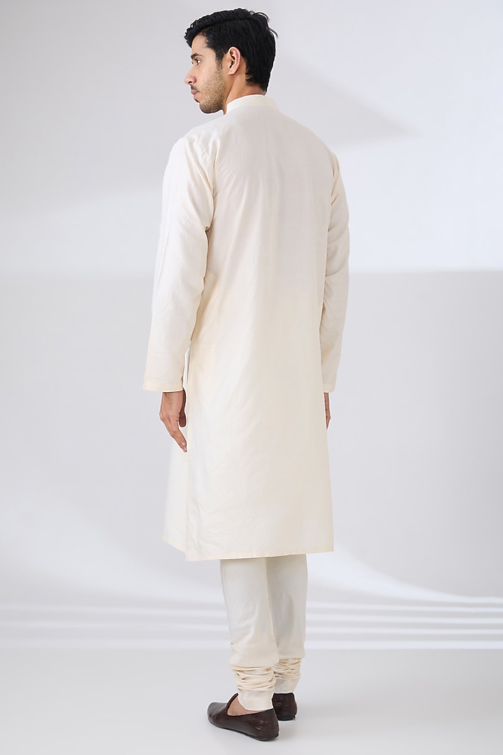 Beige Monga Silk Embroidered Groom Sherwani Set by NITIKA GUJRAL MEN at Pernia's Pop Up Shop