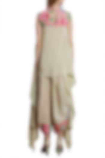 Beige Embroidered Printed Kurta With Dhoti Pants by Nikasha at Pernia's Pop Up Shop