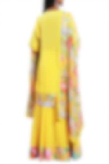 Pitambari Yellow Embroidered Printed Kurta Set by Nikasha at Pernia's Pop Up Shop