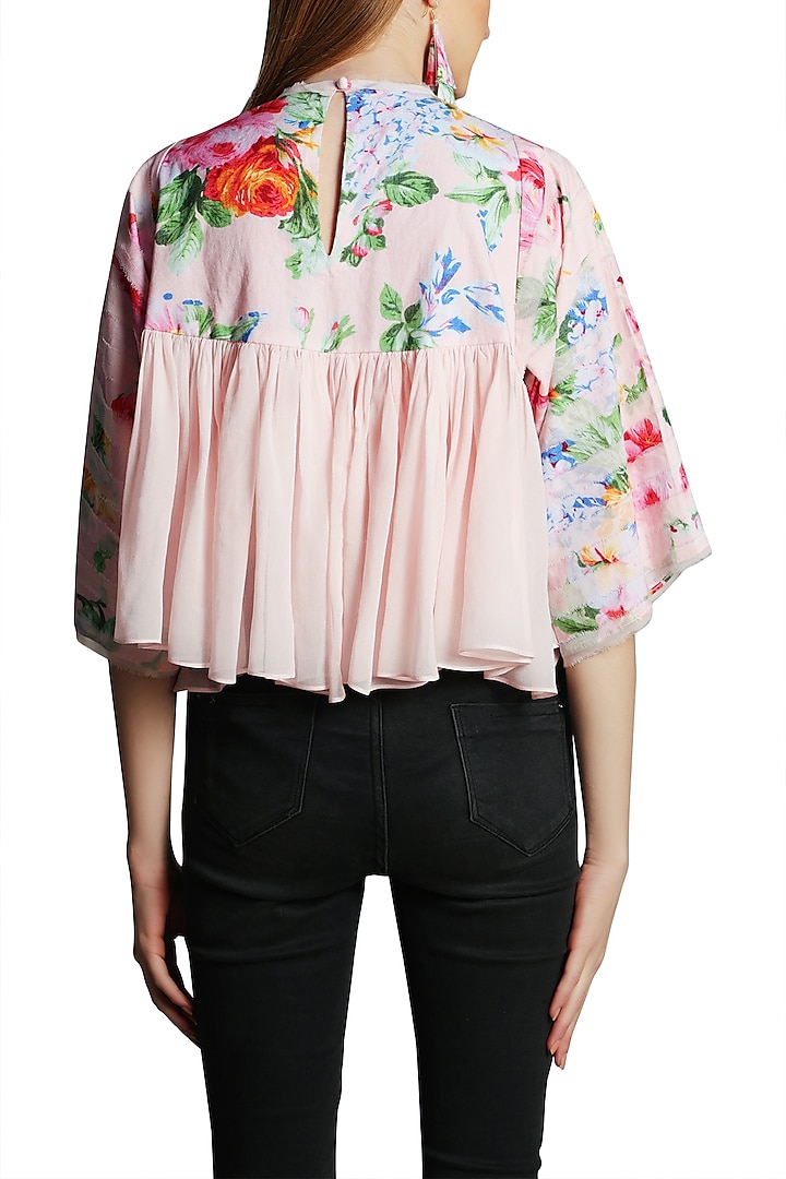 Soft Pink Embroidered Printed Top by Nikasha