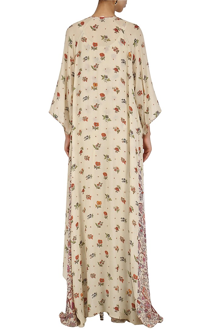 Off white cami top with floral print cape and pintuck pants available only at Pernia's Pop Up Shop