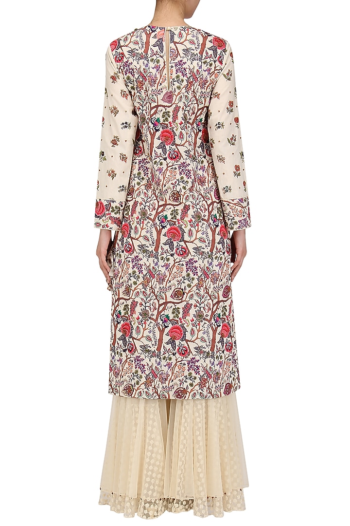 White embroidered chintz print kalidaar set available only at Pernia's Pop Up Shop