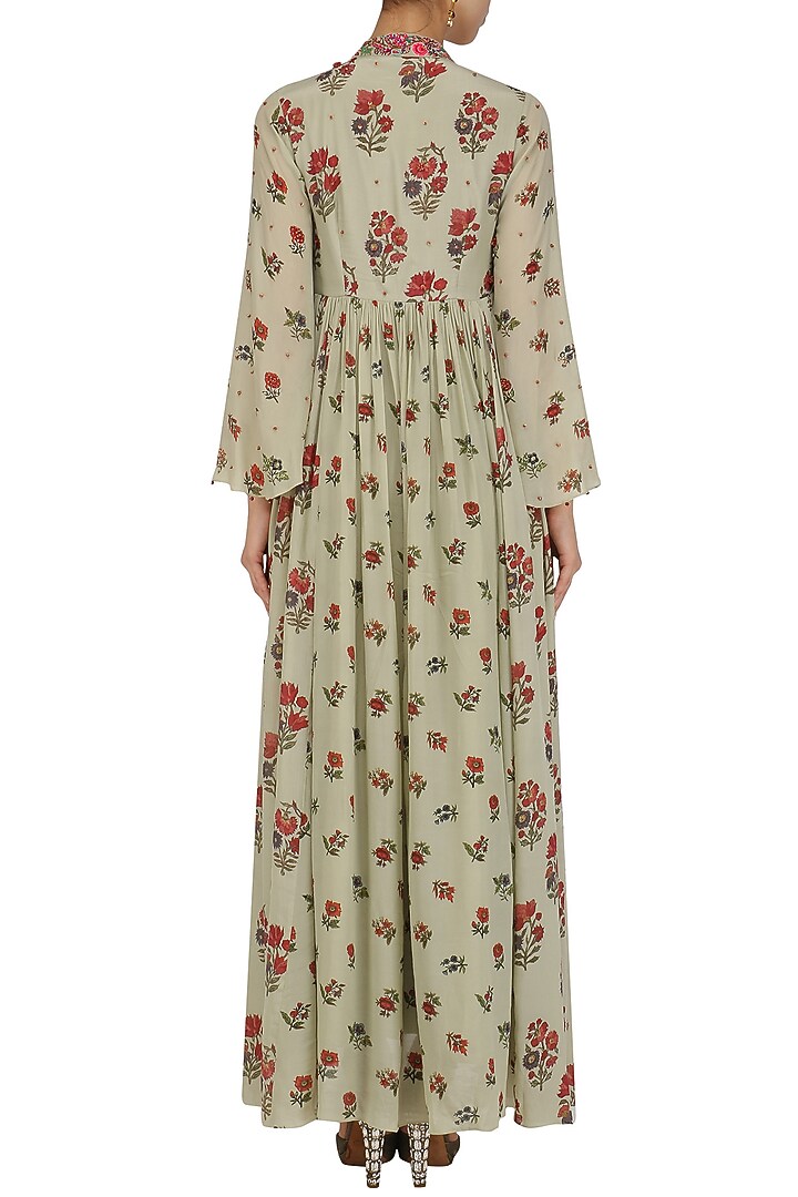 Mint embroidered floral print long tunic available only at Pernia's Pop Up Shop