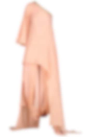 Rose Pink One Shoulder Tunic with Cowl Dhoti Pants by Nikasha