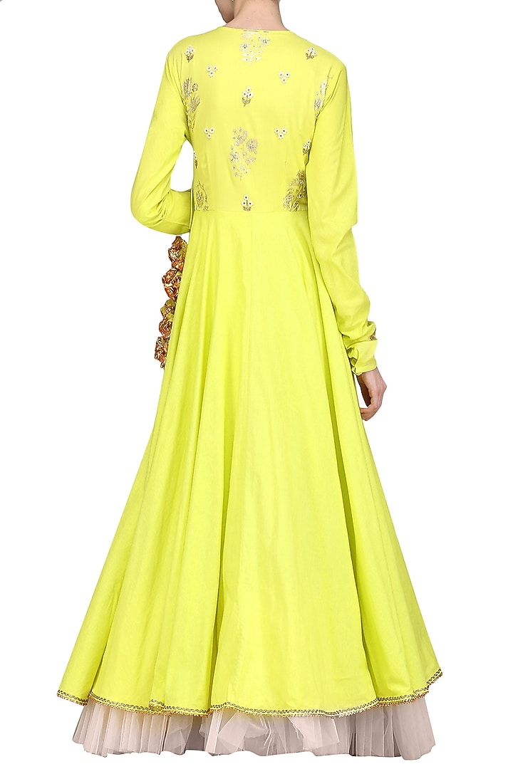Lime green printed kurta set available only at Pernia's Pop Up Shop.