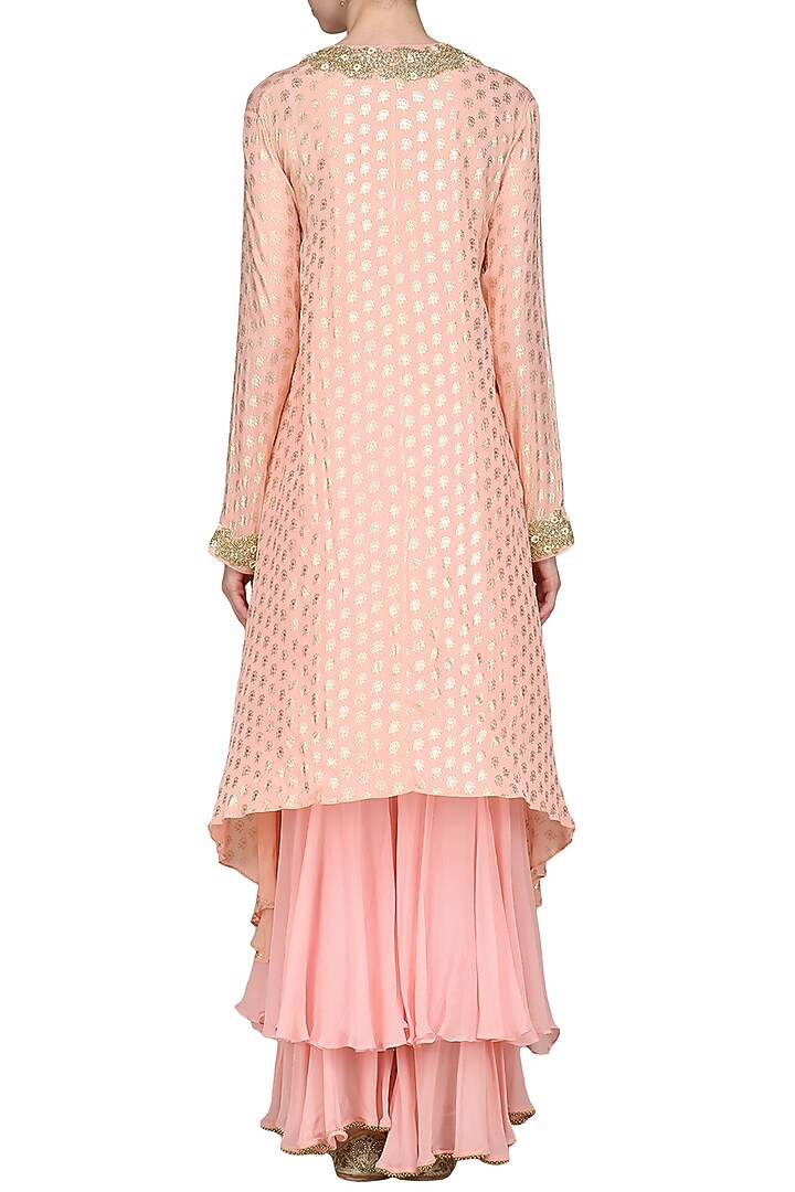 Rose pink lotus foil printed kurta set available only at Pernia's Pop Up Shop.