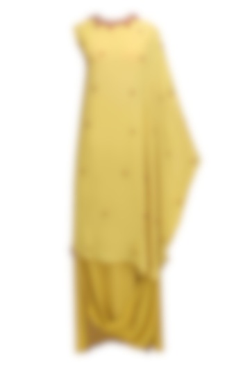 Pitambari yellow kaftan dress with cowl skirt available only at Pernia's Pop Up Shop.