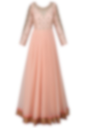 Pink embroidered anarkali set available only at Pernia's Pop Up Shop