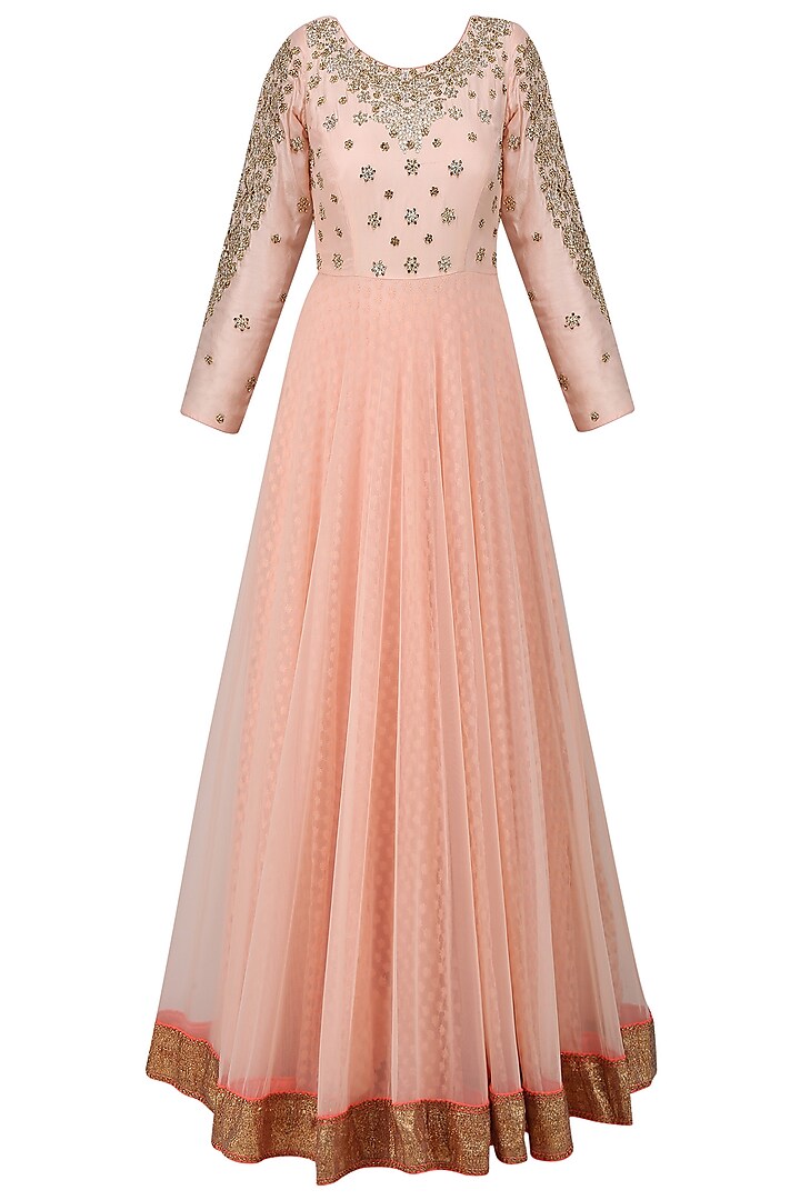 Pink embroidered anarkali set available only at Pernia's Pop Up Shop