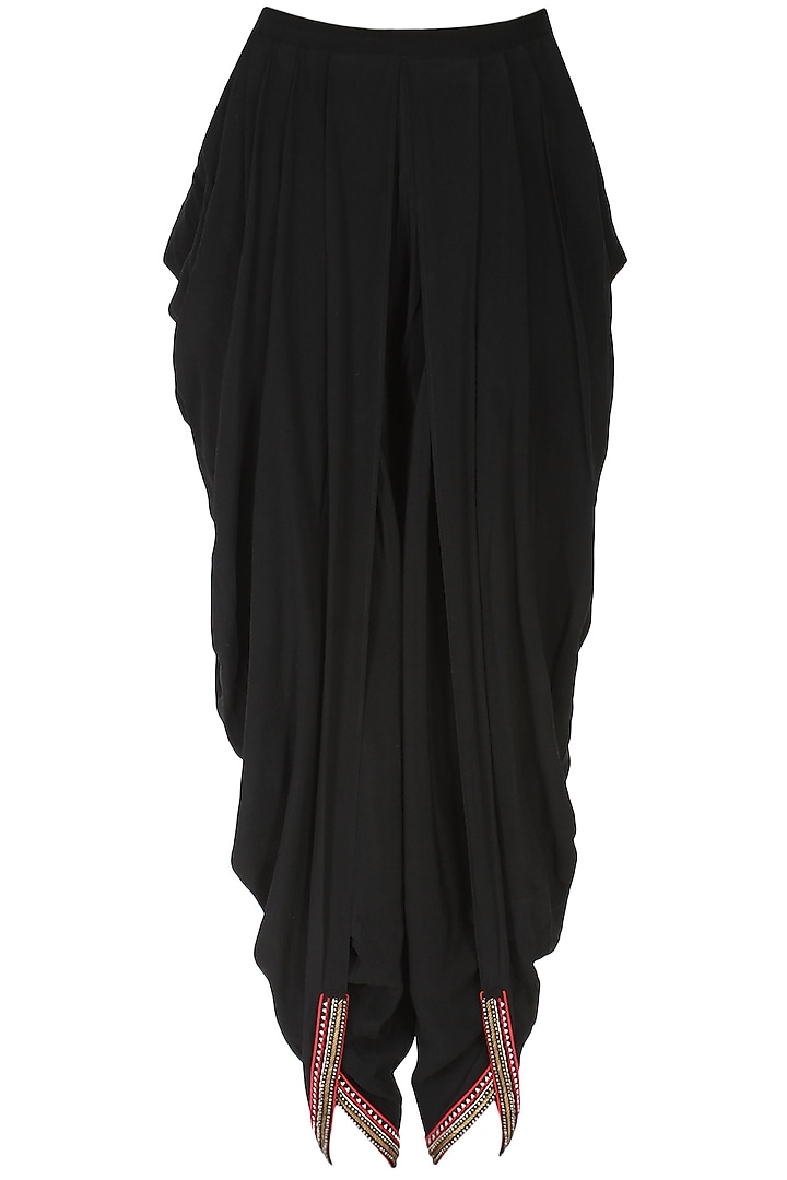 Black peppercorn embroidered backless kurta with jodhpuri pants available only at Pernia's Pop Up Shop.
