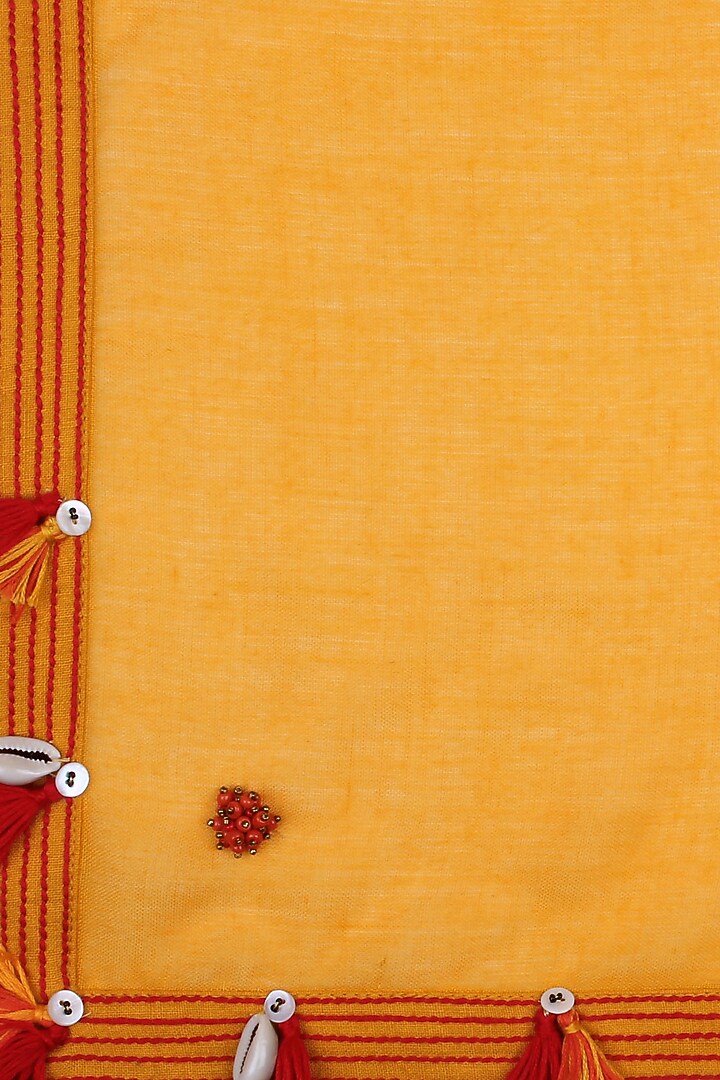 Nikasha presents Mustard yellow fringes and shell hanging scarf available only at Pernia's Pop Up Shop.