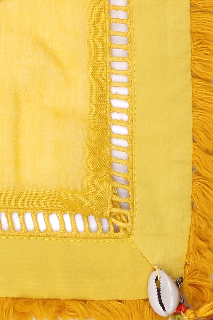 Nikasha presents Yellow fringes and shell hanging scarf available only at Pernia's Pop Up Shop.