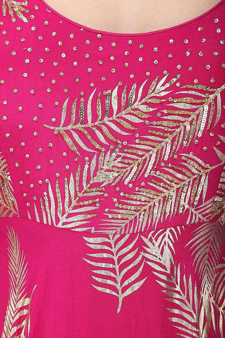 Jamun pink foil printed anarkali with sharara pants set available only at Pernia's Pop Up Shop.