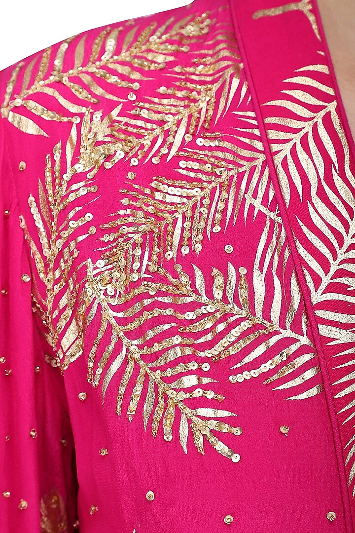 Jamun pink gold foil printed anarkali gown available only at Pernia's Pop Up Shop.