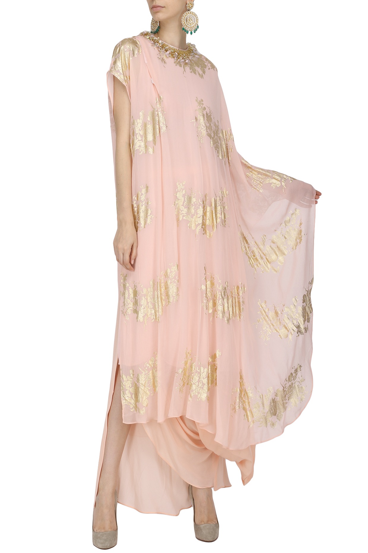 Mala Kaftan in Salmon Pink Satin