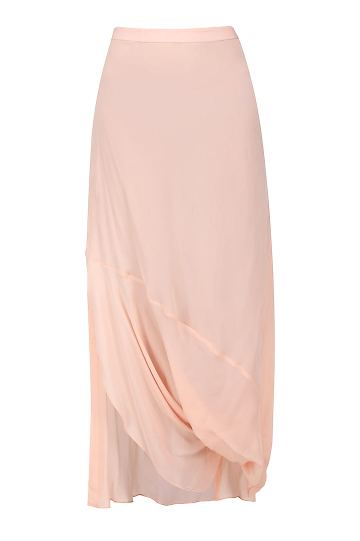 Salmon pink gold foil printed kaftan top with cowl maxi skirt available only at Pernia's Pop Up Shop.