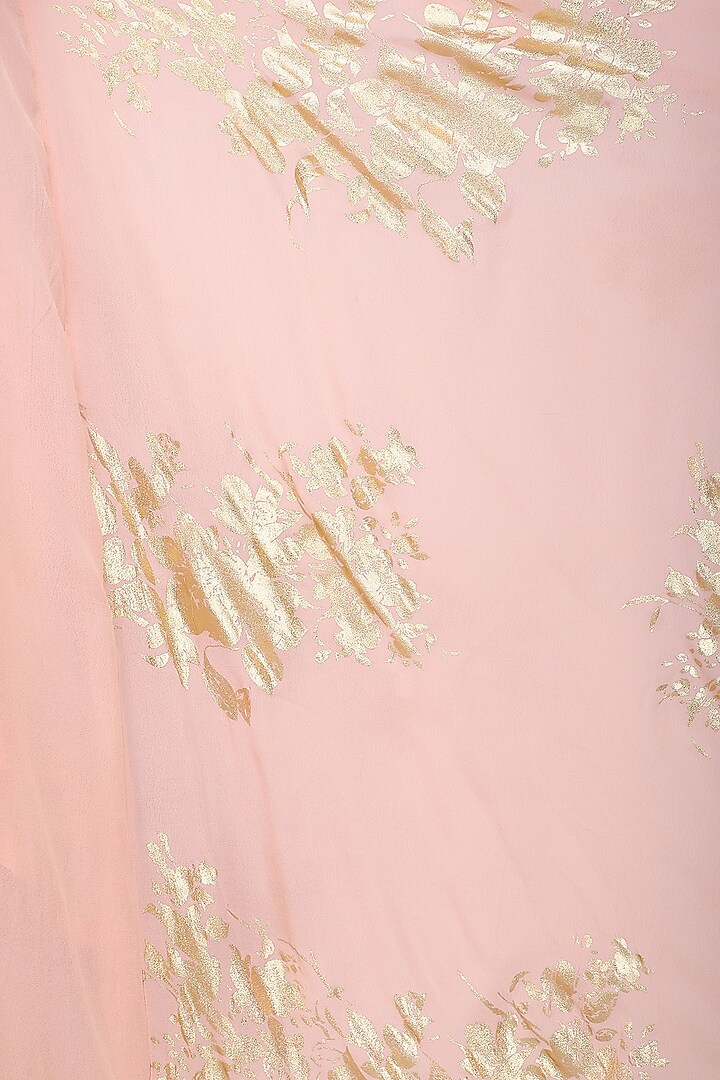 Salmon pink gold foil printed side godet top with cowl maxi skirt available only at Pernia's Pop Up Shop.