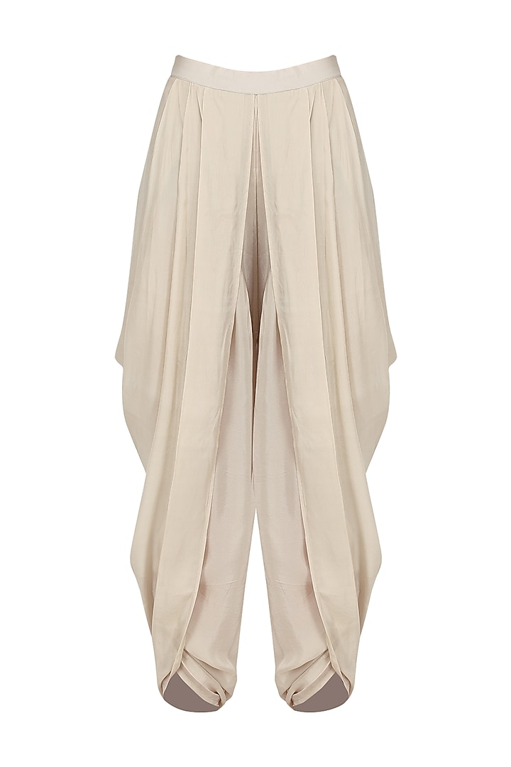 Ivory gold foil printed short tunic with dhoti pants available only at Pernia's Pop Up Shop.