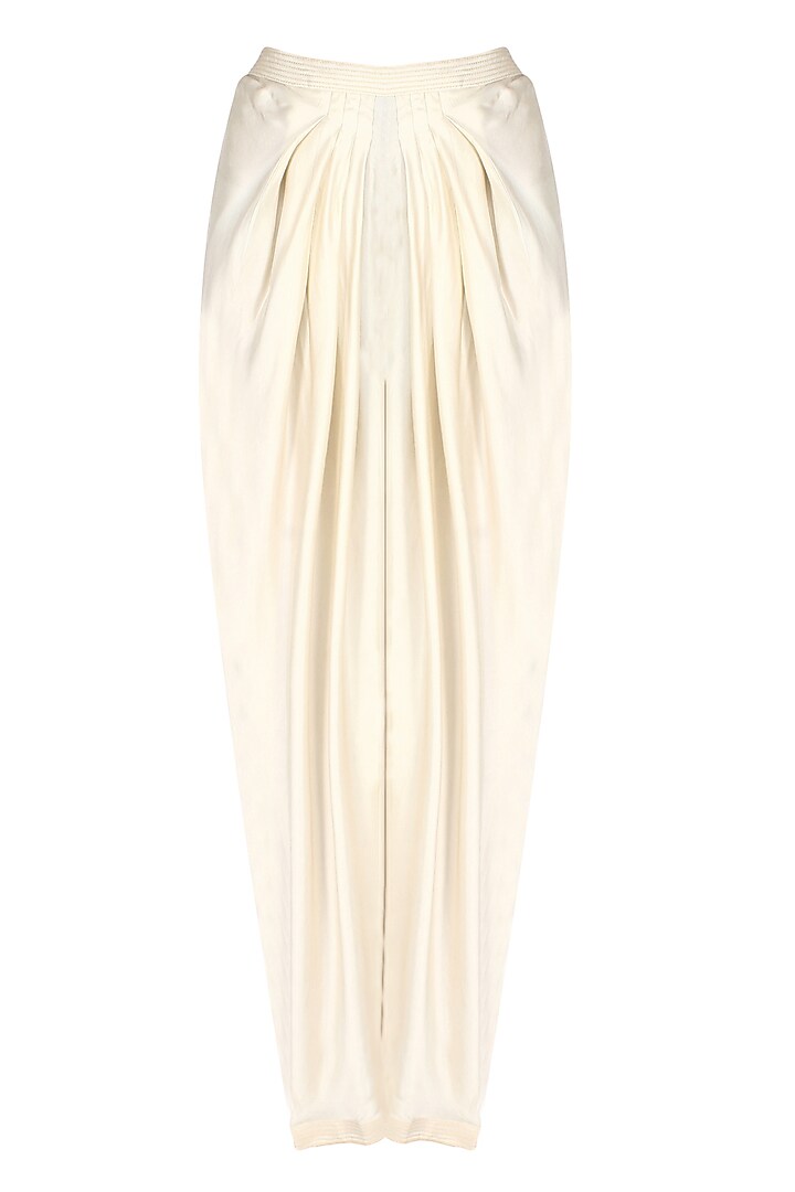 Cream embroidered high low printed kurta with dhoti pants available only at Pernia's Pop Up Shop.