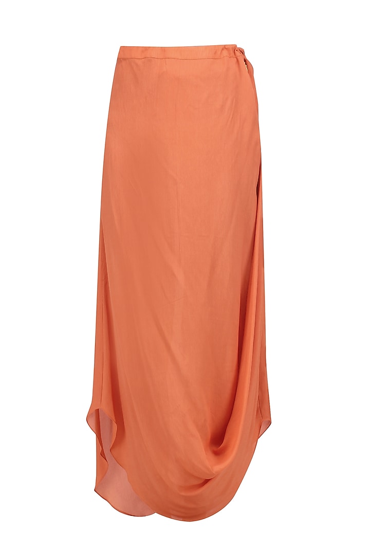 Gajari orange one shoulder embellished tunic with cowled skirt available only at Pernia's Pop Up Shop.