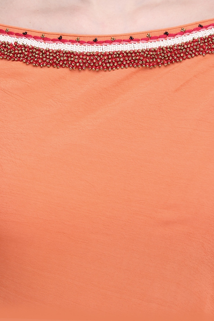 Gajari orange one shoulder embellished tunic with cowled skirt available only at Pernia's Pop Up Shop.