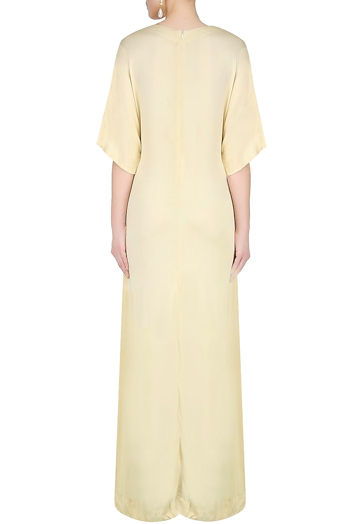 Cream floor length kaftan sleeved dress available only at Pernia's Pop Up Shop.