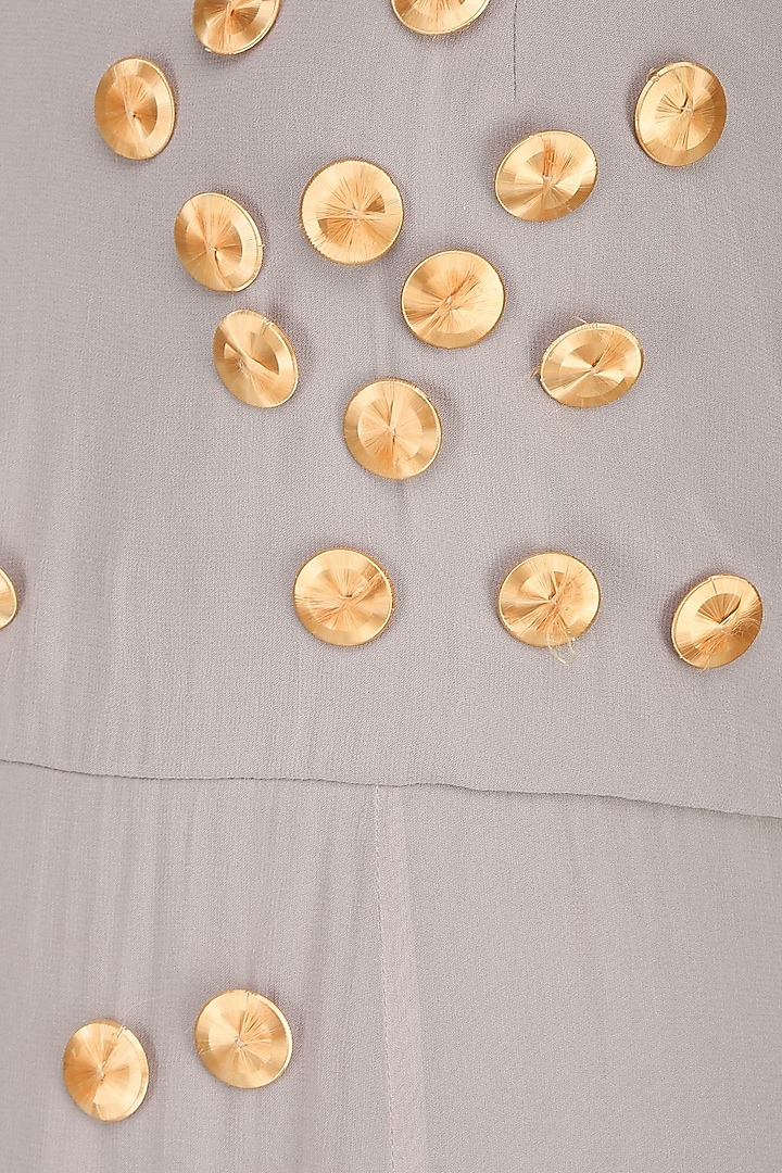 Silver and gold round motifs long flared gown available only at Pernia's Pop Up Shop.