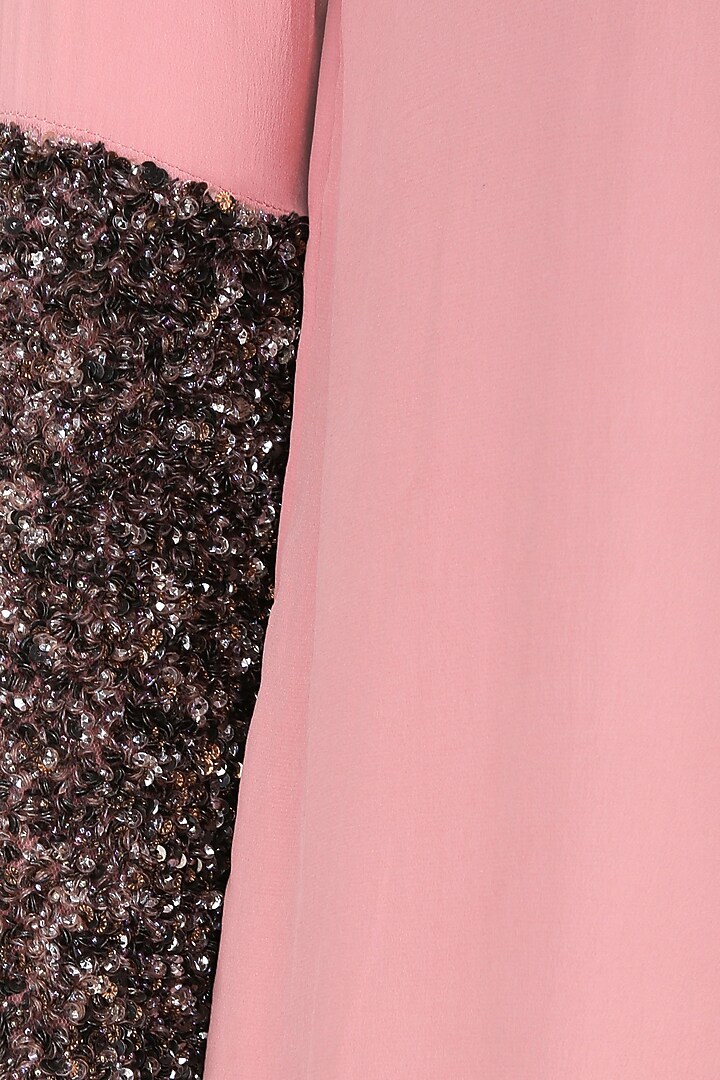 Rose pink sequins embroidered full sleeves dress available only at Pernia's Pop Up Shop.