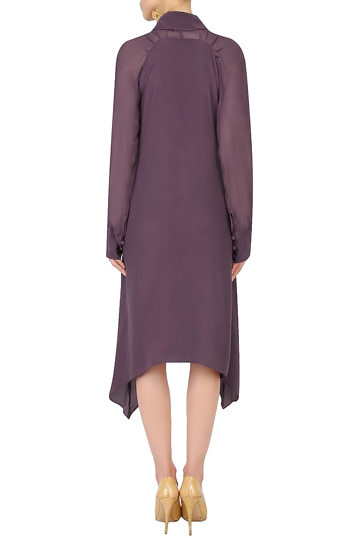 Purple sequins embroidered shirt dress available only at Pernia's Pop Up Shop.