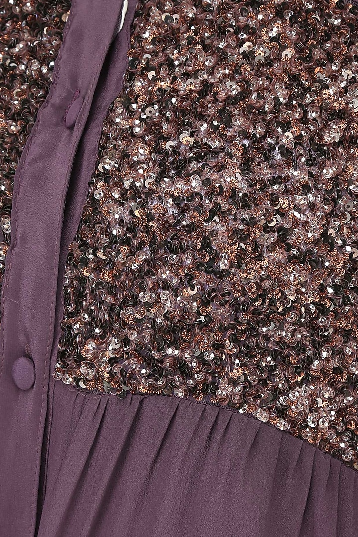 Purple sequins embroidered shirt dress available only at Pernia's Pop Up Shop.