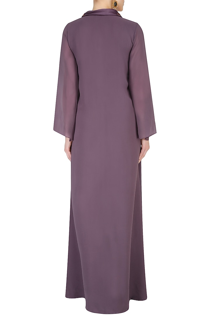 Purple embroidered kaftan sleeves gown available only at Pernia's Pop Up Shop.