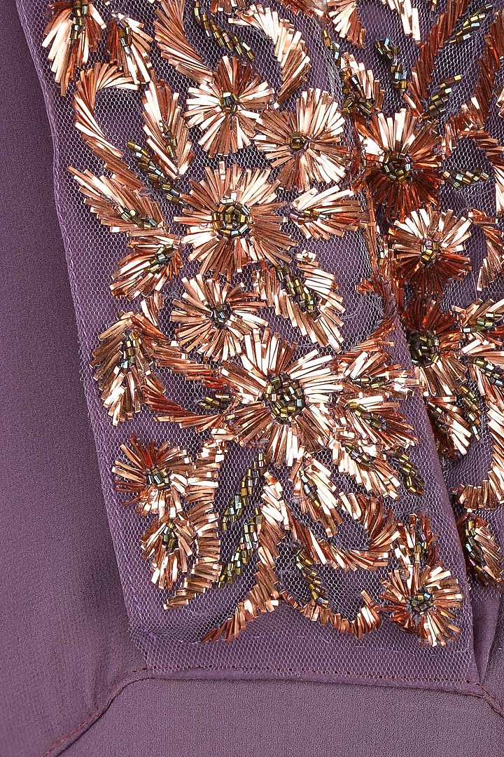 Purple embroidered kaftan sleeves gown available only at Pernia's Pop Up Shop.