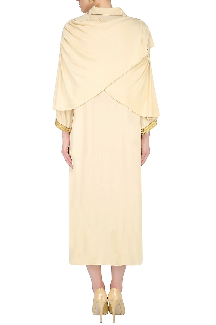 Cream shawl wrap up drape dress available only at Pernia's Pop Up Shop.