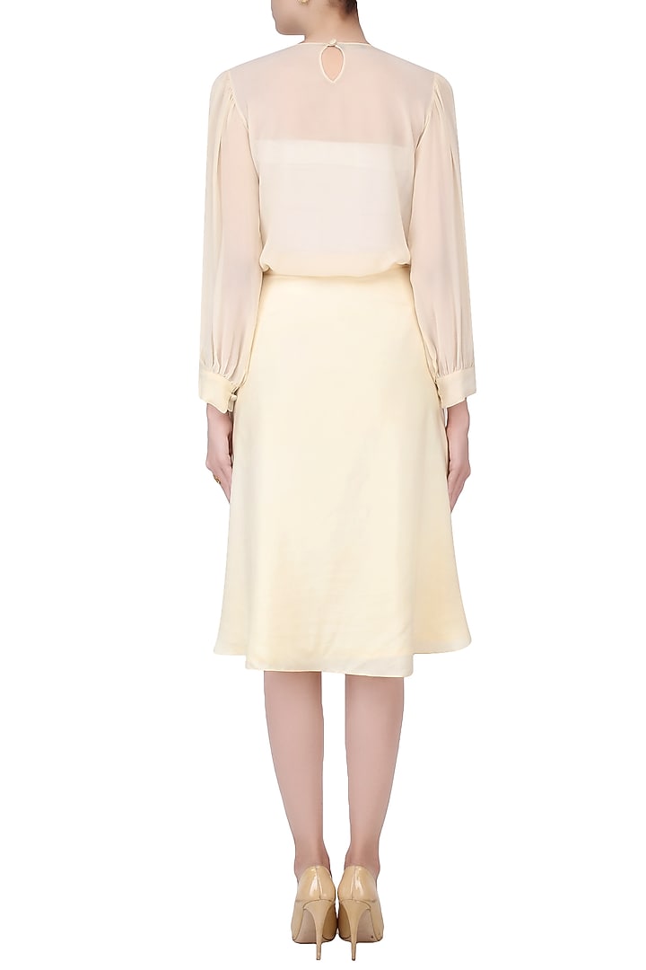Cream zardozi and stone embroidered motifs skirt and top set available only at Pernia's Pop Up Shop.