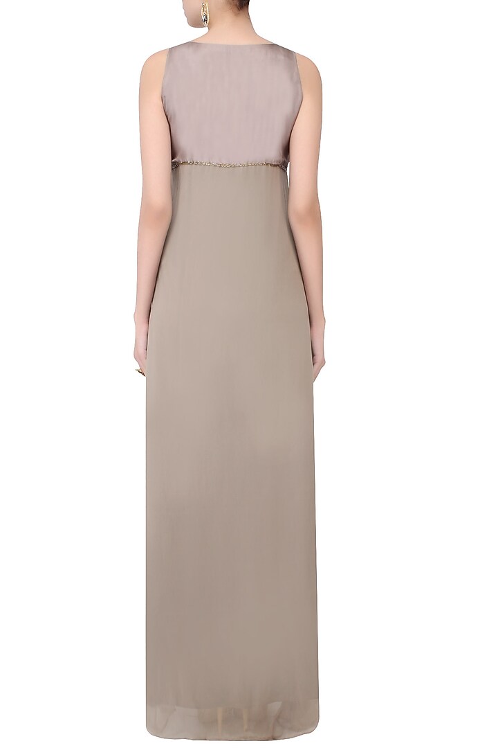 Grey beads embellished long flared gown available only at Pernia's Pop Up Shop.