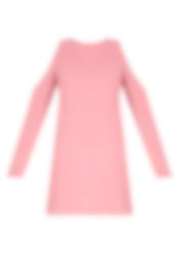 Rose Pink Cutout Shoulder Short Dress by Nimirta Lalwani