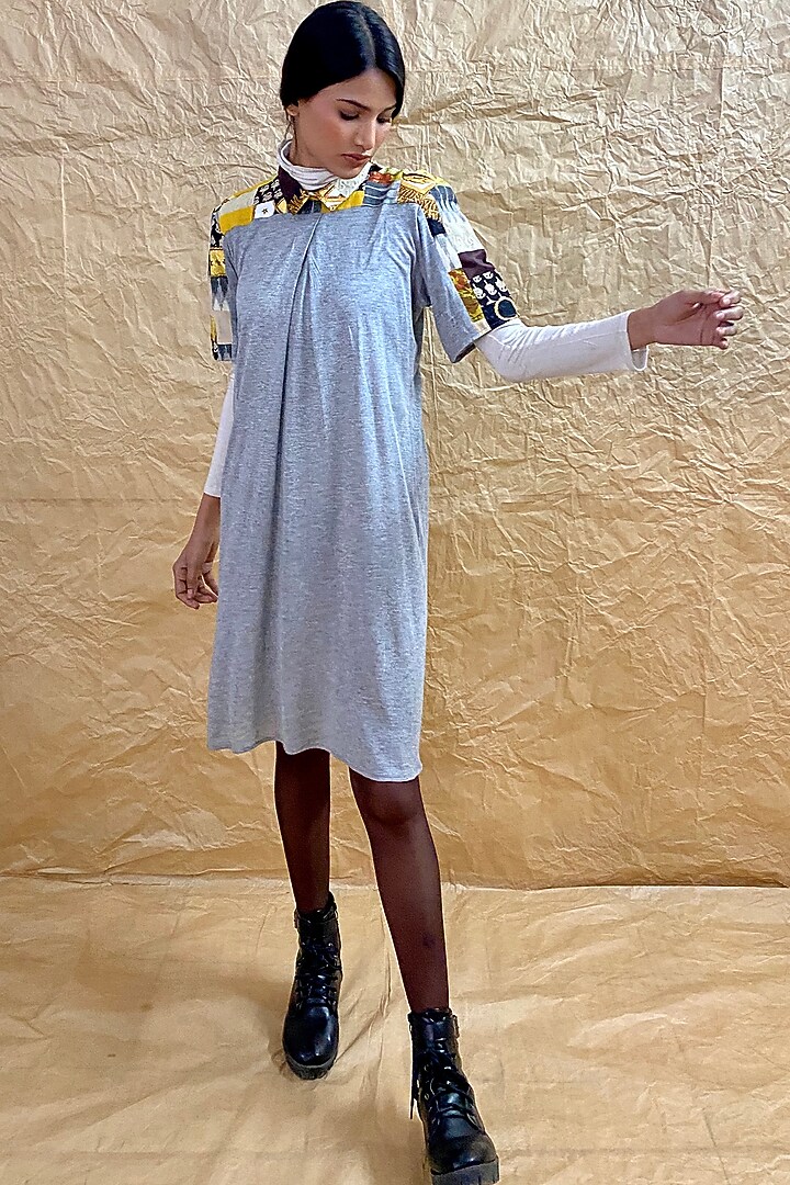 Grey Lycra Tunic by Nida Mahmood at Pernia's Pop Up Shop