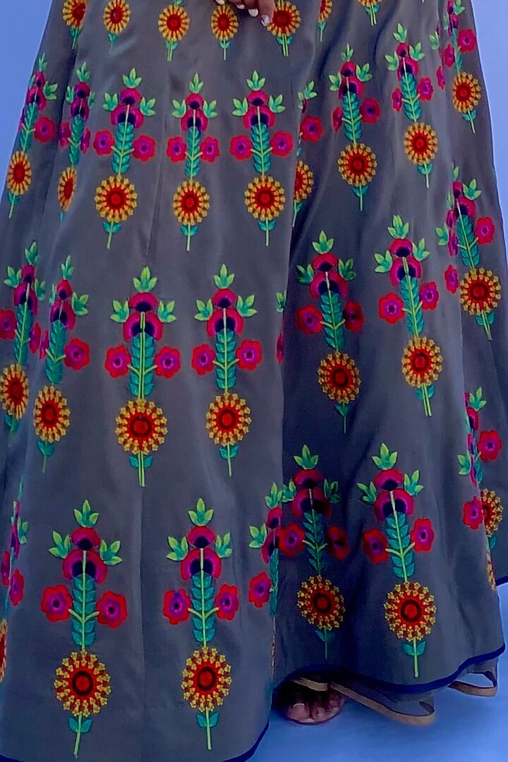 Multi-Colored Habutai Silk Embroidered Wedding Lehenga Set by Nida Mahmood at Pernia's Pop Up Shop