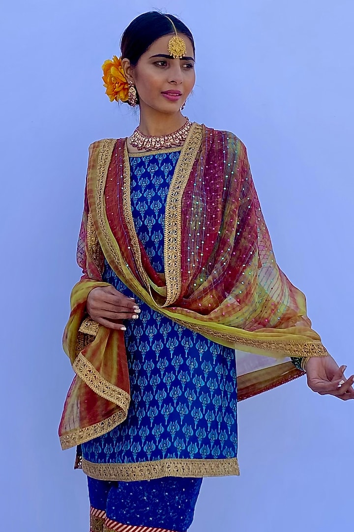 Yellow Crepe Printed Wedding Sharara Set by Nida Mahmood at Pernia's Pop Up Shop