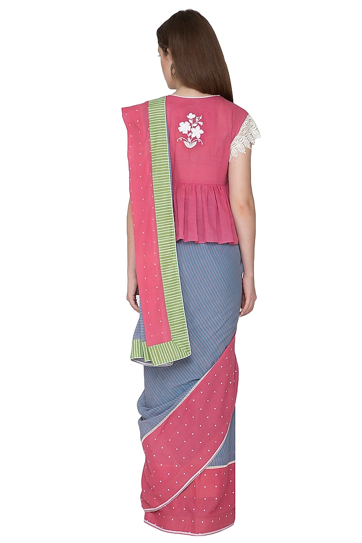 Purple Printed & Embroidered Party Wear Saree by Nida Mahmood at Pernia's Pop Up Shop