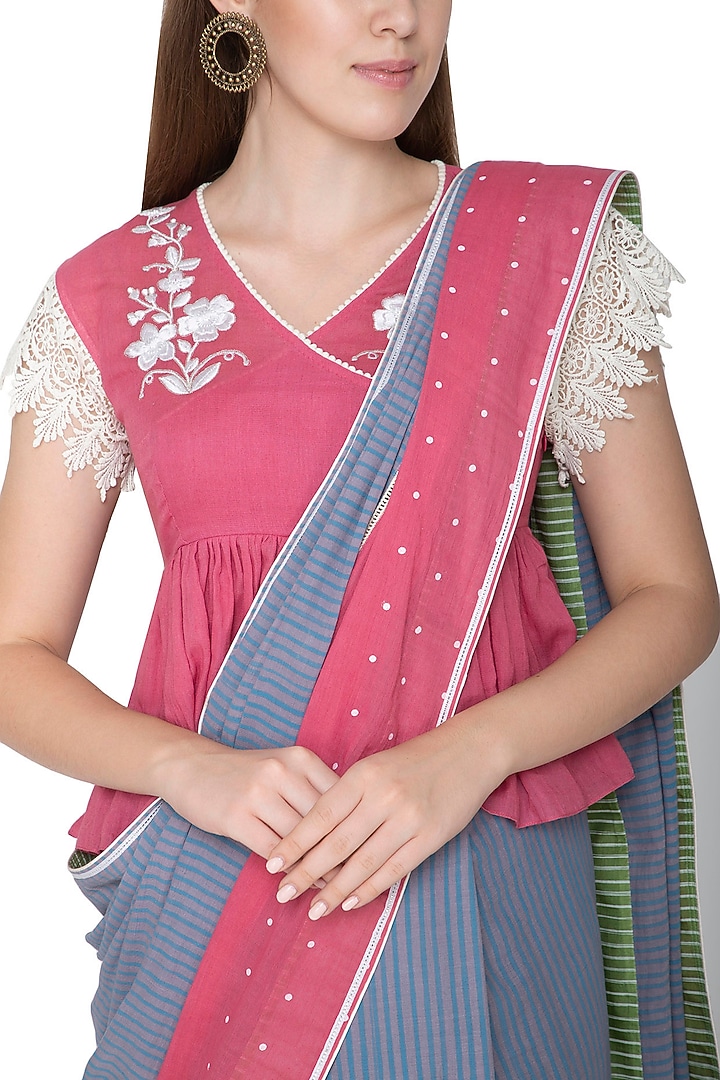 Purple Printed & Embroidered Party Wear Saree by Nida Mahmood at Pernia's Pop Up Shop