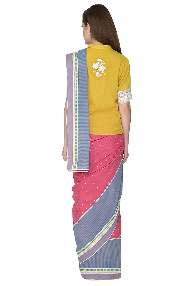 Blush Pink Printed & Embroidered Wedding Saree Set by Nida Mahmood at Pernia's Pop Up Shop