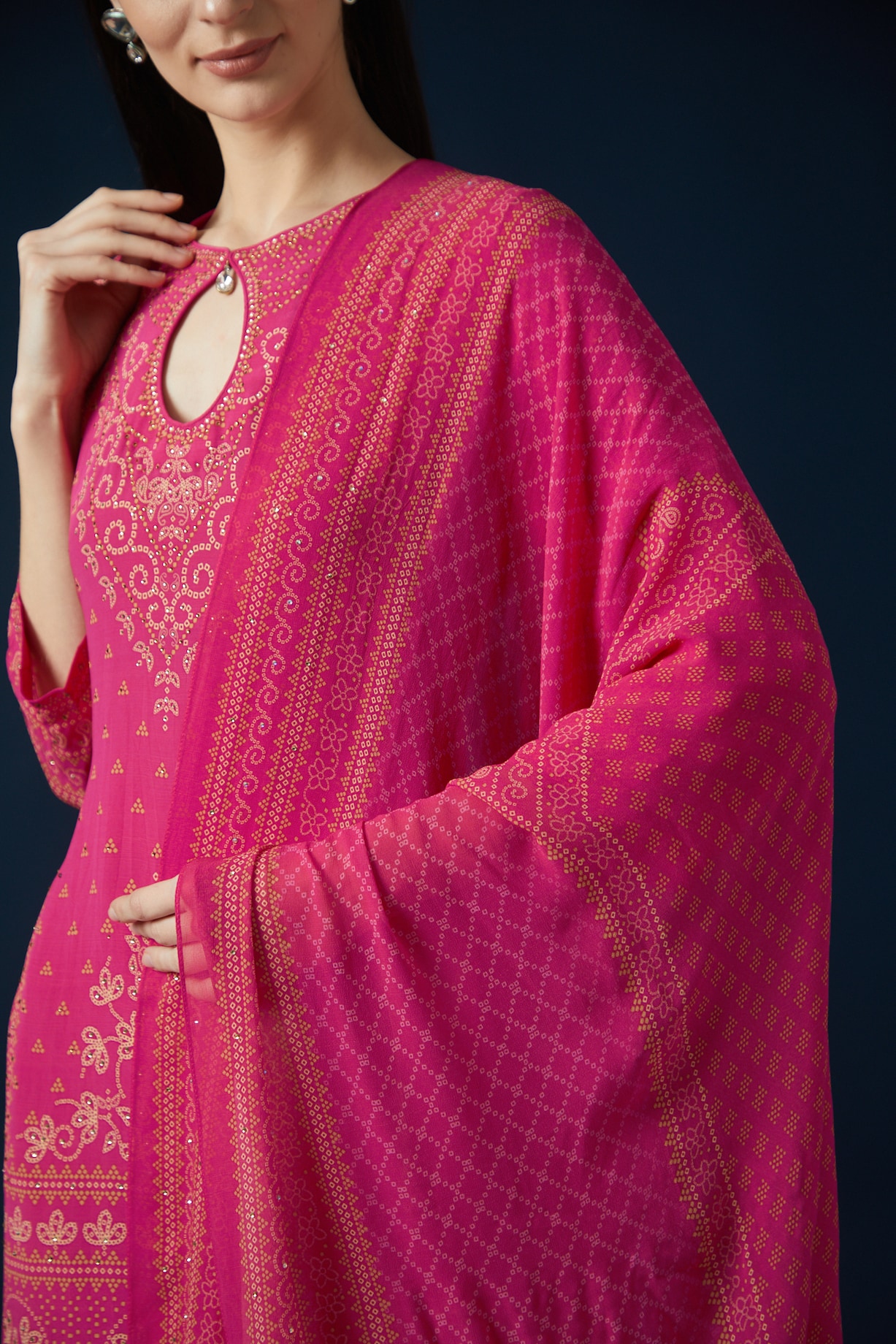 Jivara Bemberg Satin Fuschia Kurta Set