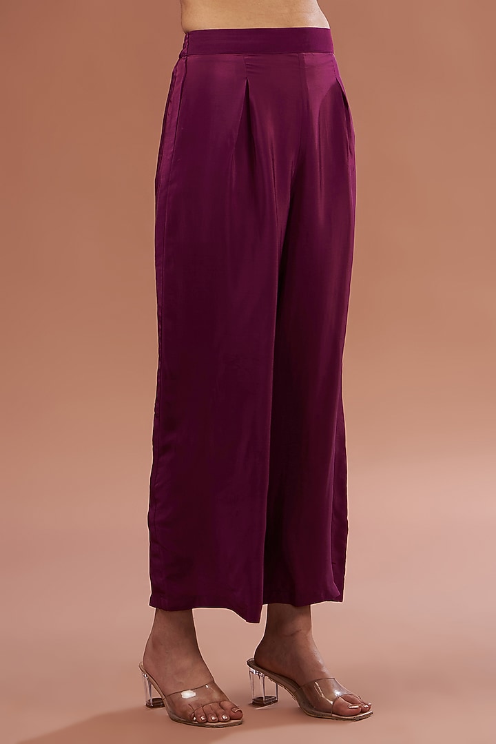 Wine Georgette & Crepe Digital Printed Kurta Set by NIRRAAMYAA at Pernia's Pop Up Shop