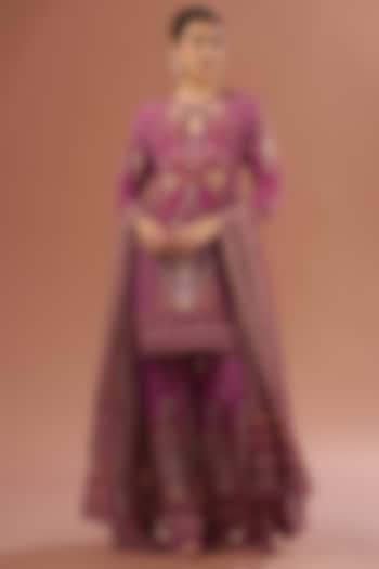 Pink Crepe & Georgette Digital Printed Sharara Set by NIRRAAMYAA at Pernia's Pop Up Shop