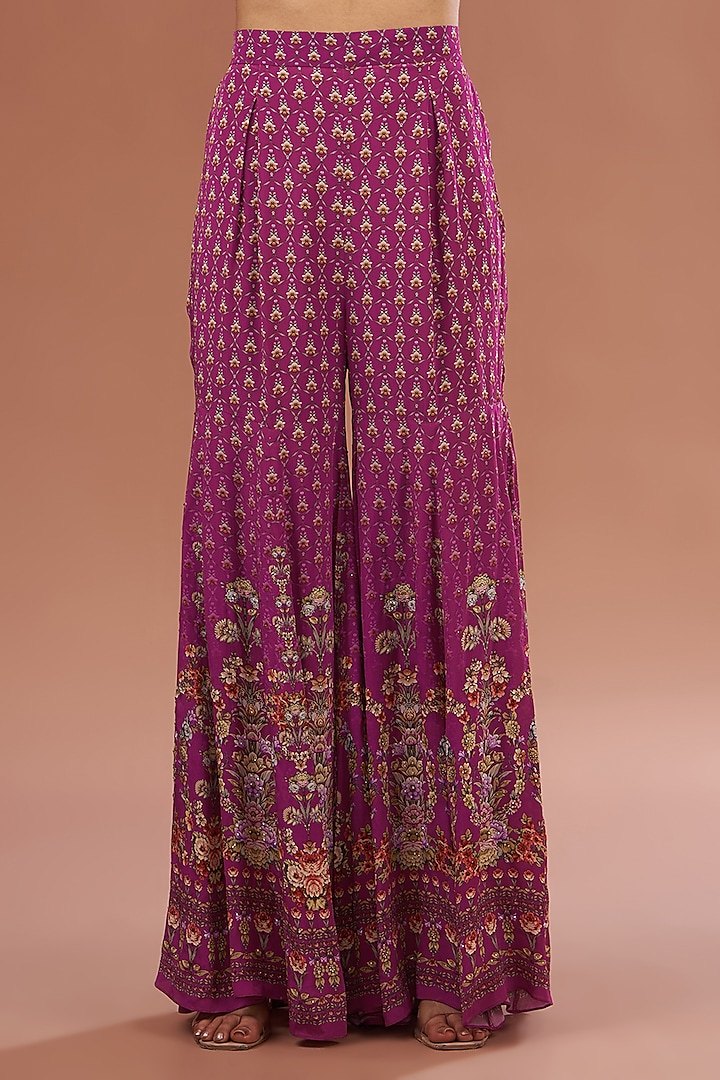 Pink Crepe & Georgette Digital Printed Party Wear Sharara Set by NIRRAAMYAA at Pernia's Pop Up Shop