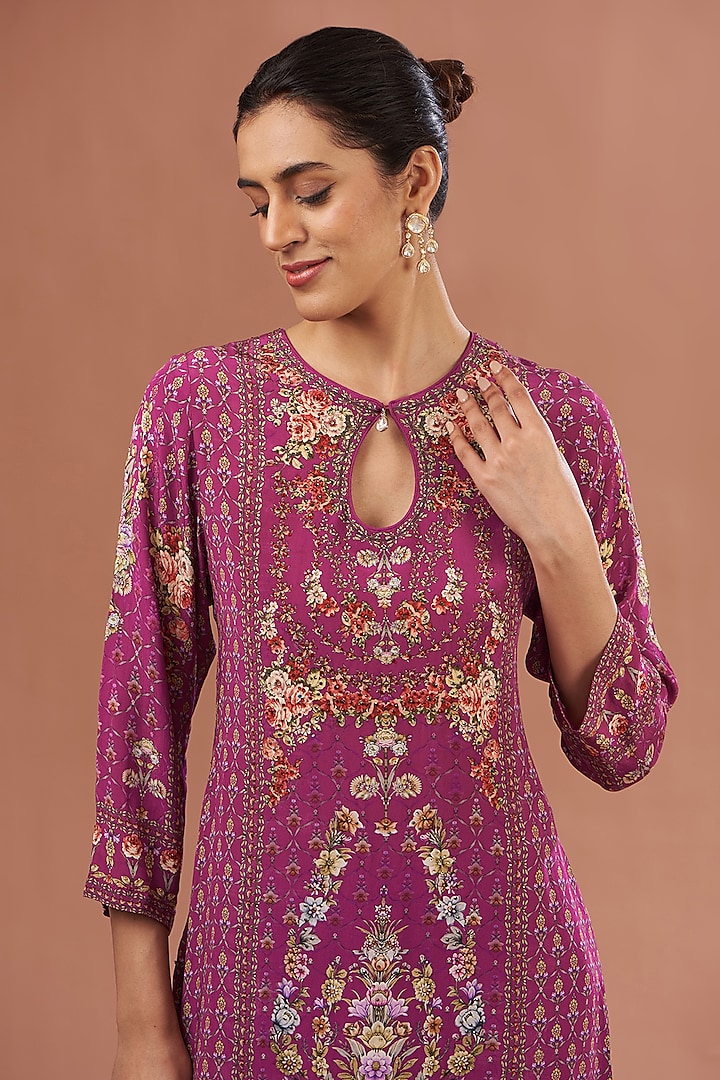 Pink Crepe & Georgette Digital Printed Party Wear Sharara Set by NIRRAAMYAA at Pernia's Pop Up Shop