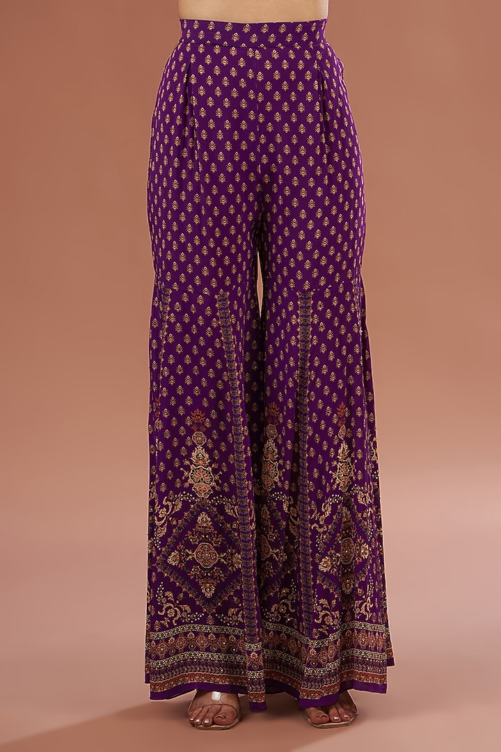 Wine Crepe & Georgette Digital Printed Party Wear Sharara Set by NIRRAAMYAA at Pernia's Pop Up Shop