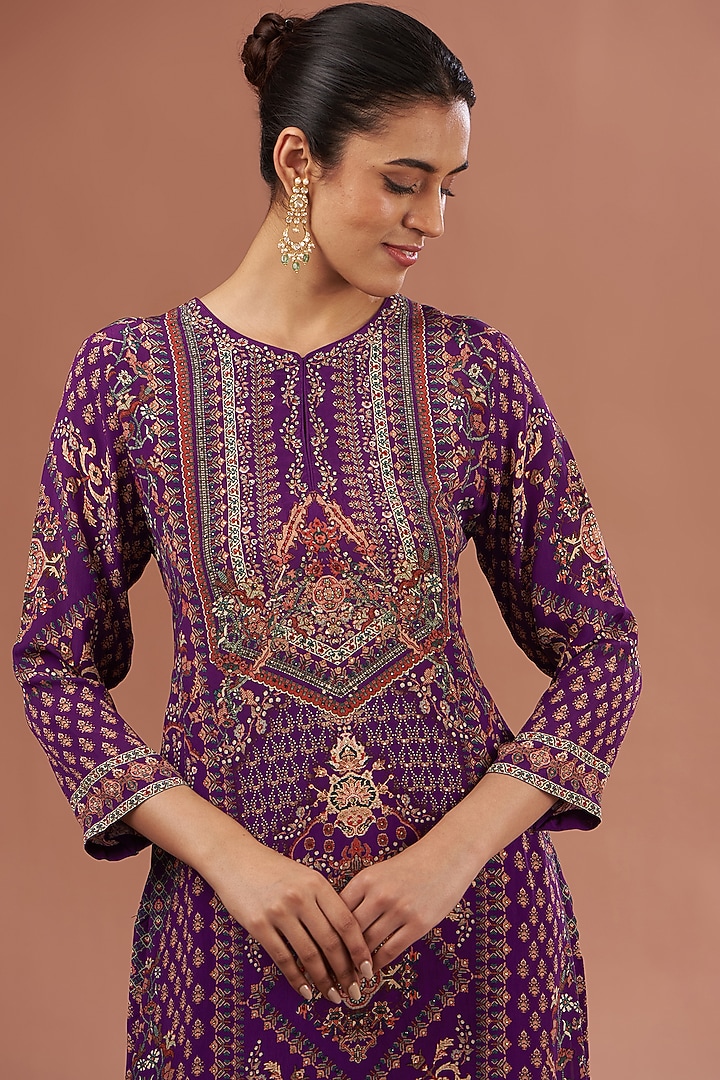 Wine Crepe & Georgette Digital Printed Party Wear Sharara Set by NIRRAAMYAA at Pernia's Pop Up Shop
