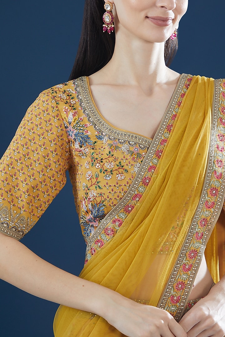 Mustard Bemberg Crepe Digital Printed Wedding Lehenga Set by NIRRAAMYAA at Pernia's Pop Up Shop